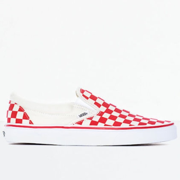 vans slip ons red and white